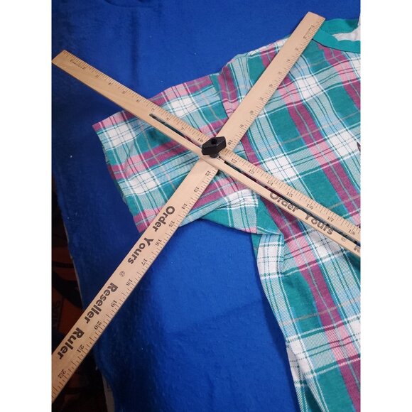 Vintage 90s Looney Tunes Tasmanian Devil (Taz) Plaid Sleep Shirt Men's XL - Picture 9 of 15